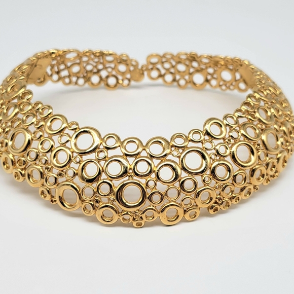 Vintage Givenchy RARE Geometric Circle Bubble Choker Hinged Statement Collar - Picture 7 of 12